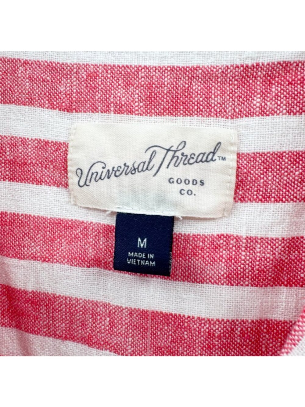 NEW Universal Thread Coral Striped Linen Blend Short Sleeve Button Down Size M - Picture 4 of 7